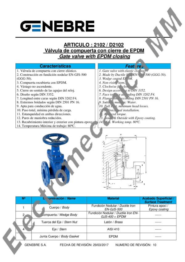 Válvula Esclusa de Cuña Flexible 6″ – Genebre – Artículo 2102