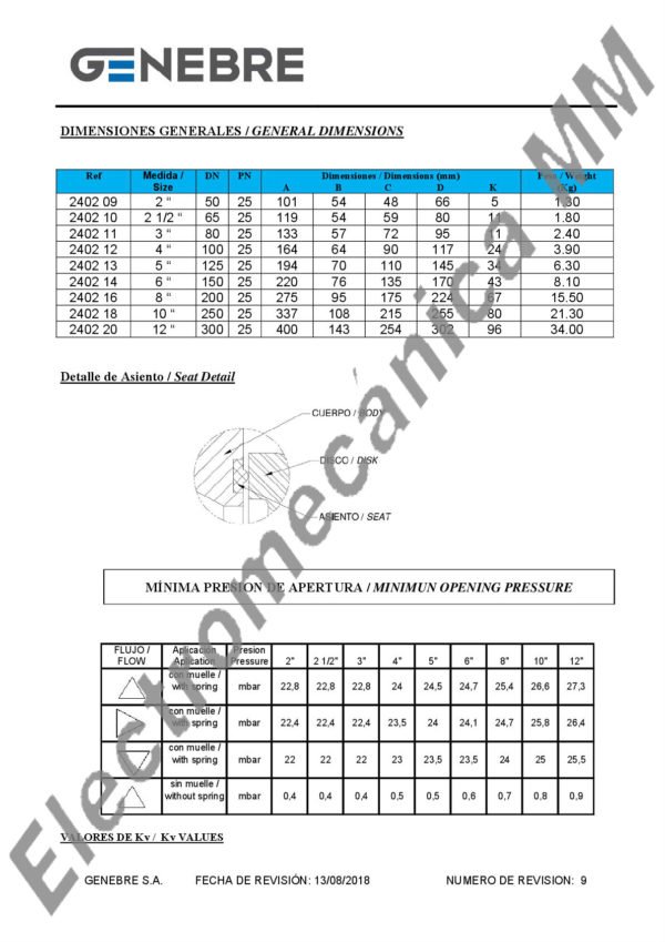 Válvula De Retención Doble Disco INOXIDABLE 2 1/2” – Genebre – Artículo 2402