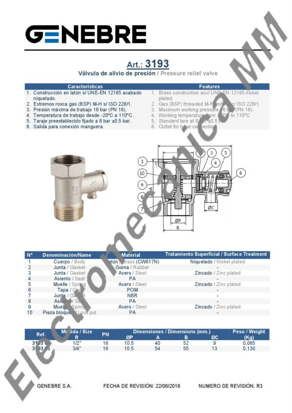 Válvula De Seguridad y Retención 1/2″ Itap – Articulo 3193