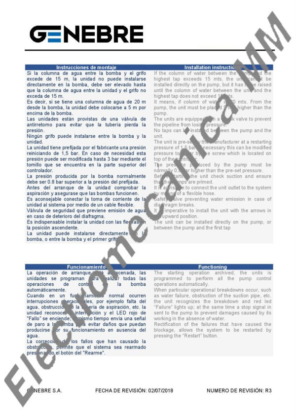 Controlador Automático De Bombas De Agua 1” x 1” – Genebre – Articulo 3252/3