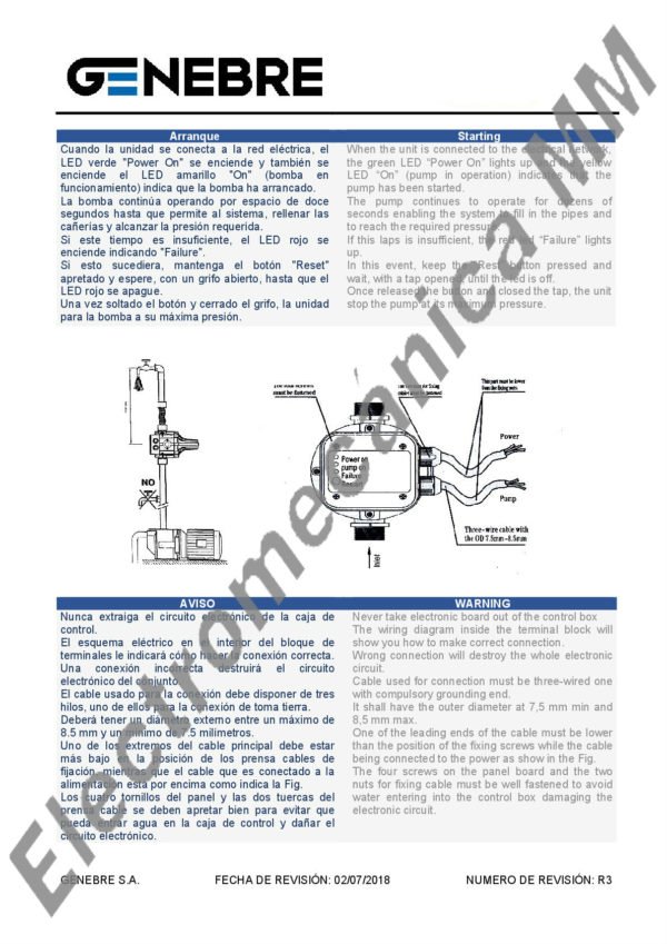 Controlador Automático De Bombas De Agua 1” x 1” – Genebre – Articulo 3252/3