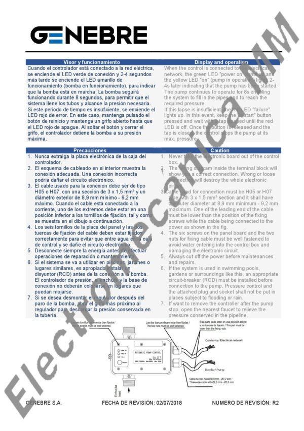 Controlador Automático De Bombas De Agua 1” x 1”- Genebre – Articulo 3254