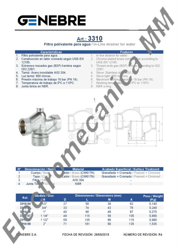 Filtro Polivalente Para Agua 2”– Genebre – Articulo 3310