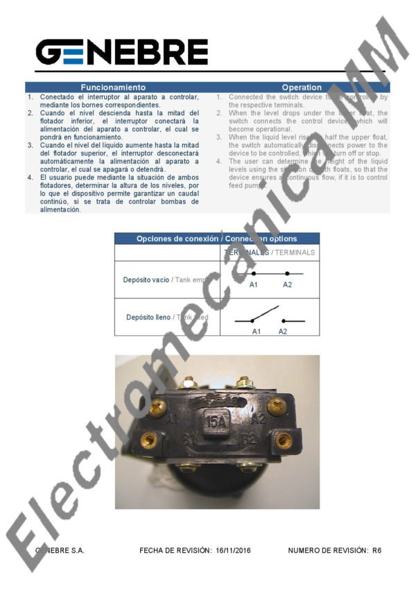 Interruptor De Nivel Vertical – Genebre – Articulo 3880