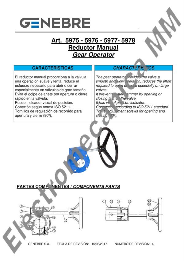 Reductor Manual 750NM Para Válvulas de 8” a 14” – Genebre – Articulo 5976