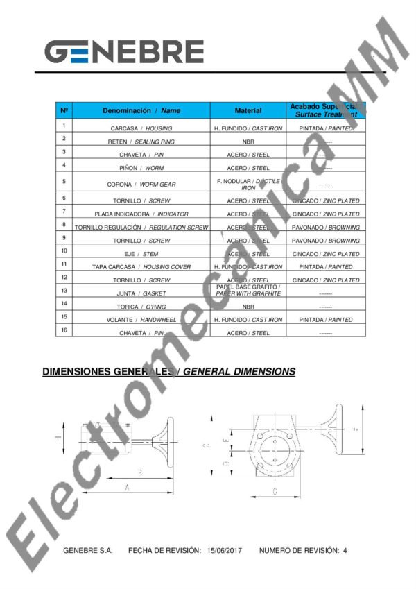 Reductor Manual 750NM Para Válvulas de 8” a 14” – Genebre – Articulo 5976