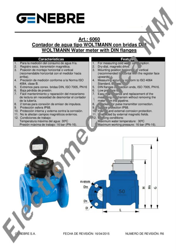 Contador Woltman 8” DN 200 – Genebre – Artículo 6060