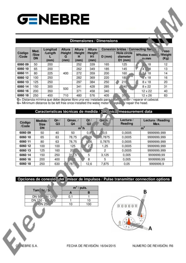 Contador Woltman 8” DN 200 – Genebre – Artículo 6060