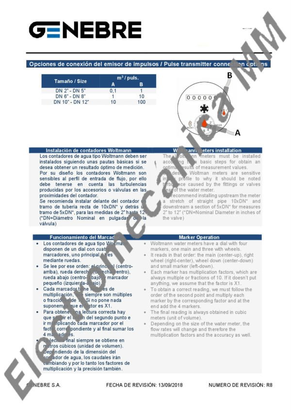 Contador Woltman 6” DN 150 – Genebre – Artículo 6060A