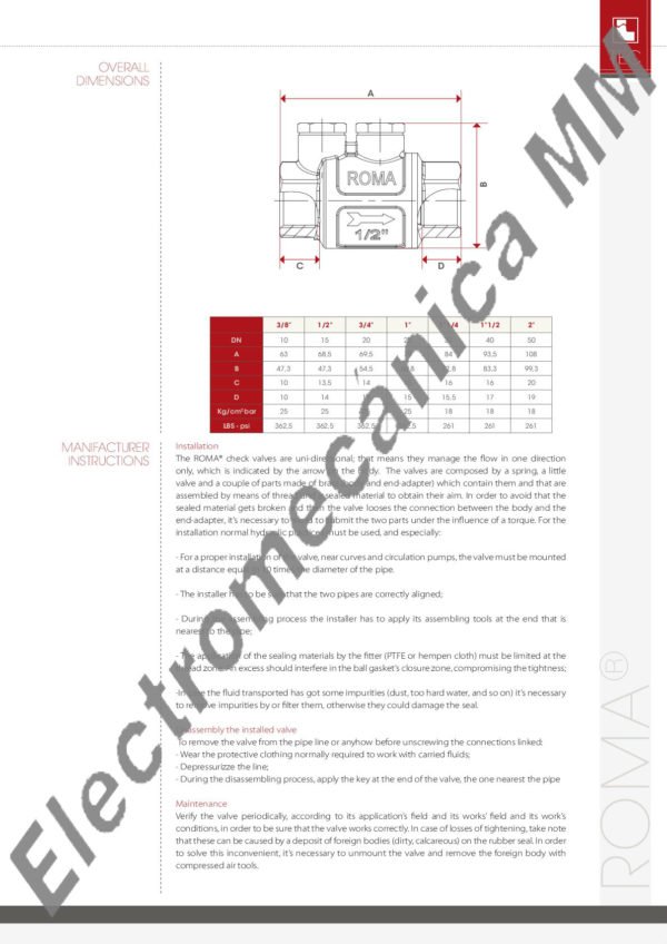 Válvula De Retención «ROMA» 2″ – ITAP – Articulo 104
