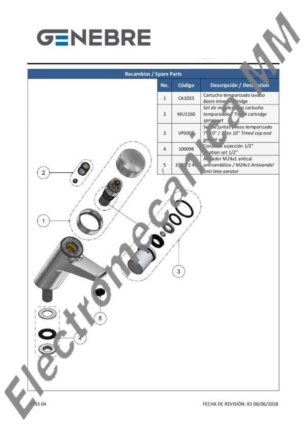 Temporizado Lavatorio – Genebre – Artículo 1033 04