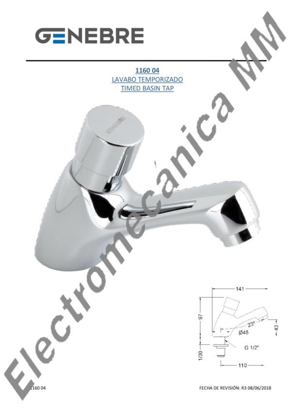 Temporizado Lavatorio Alto – Genebre – Artículo 1160 04