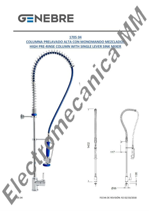 Monocomando Columna Prelavado 1/2″ – Genebre – Artículo 1705 04