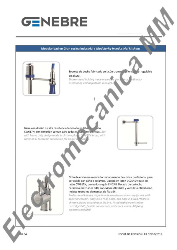 Monocomando Columna Prelavado 1/2″ – Genebre – Artículo 1705 04