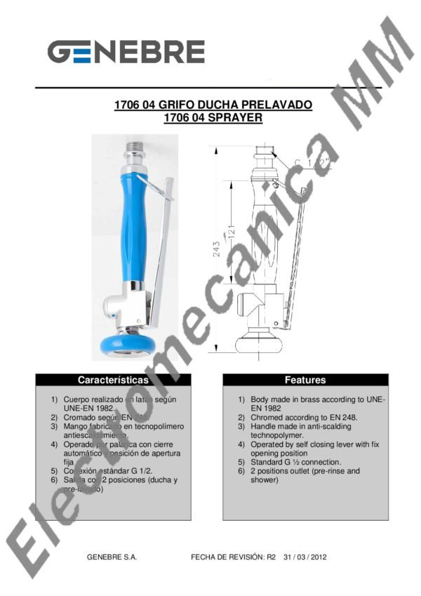 Grifo Ducha Prelavado – Genebre – Artículo 1706 04