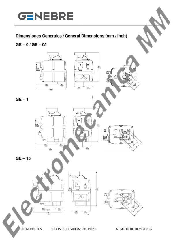 Actuador Eléctrico GEU-0 – F03/4/5 – Genebre – Artículo 5803L