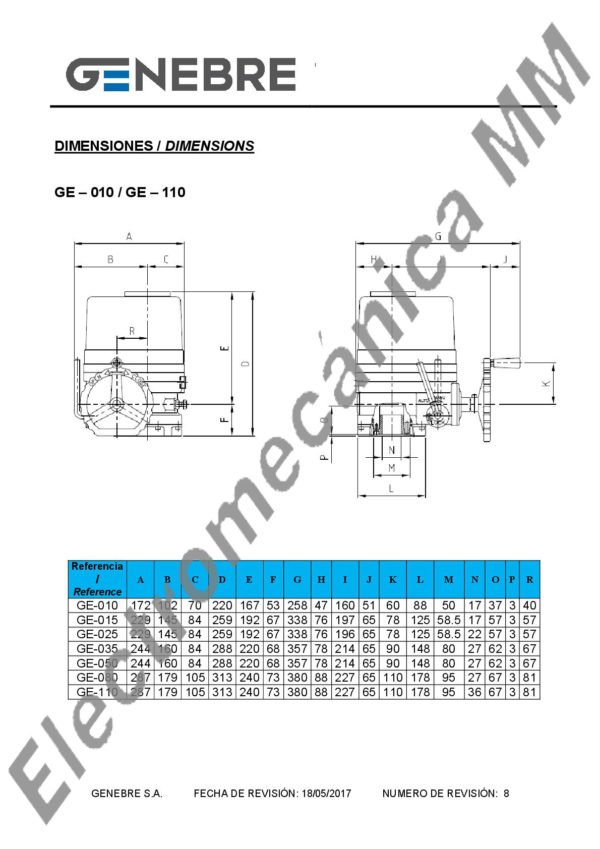 Actuador Eléctrico Trifásico GE-110 F12/14 – Genebre – Artículo 5803