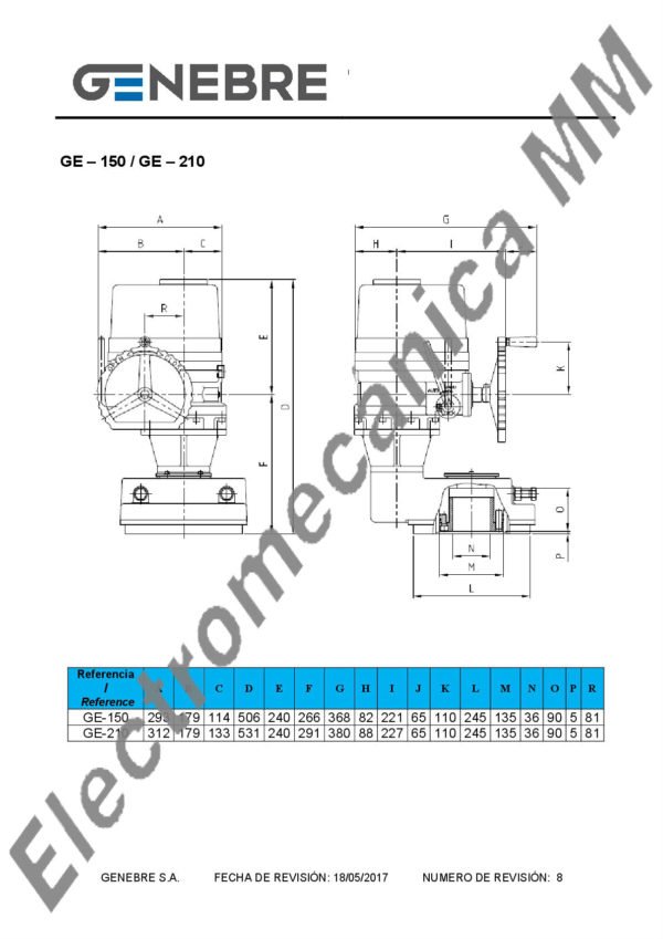 Actuador Eléctrico Trifásico GE-110 F12/14 – Genebre – Artículo 5803