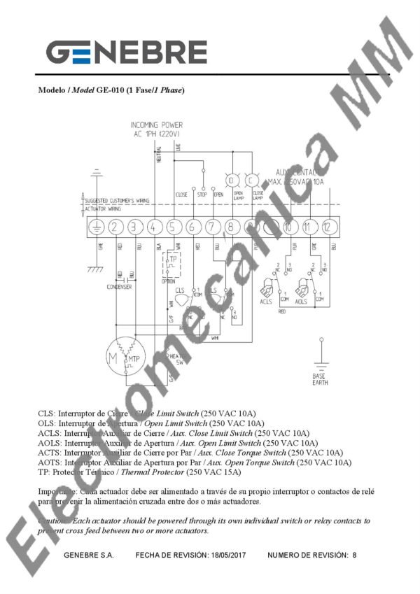Actuador Eléctrico Trifásico GE-007 F07 – Genebre – Artículo 5803