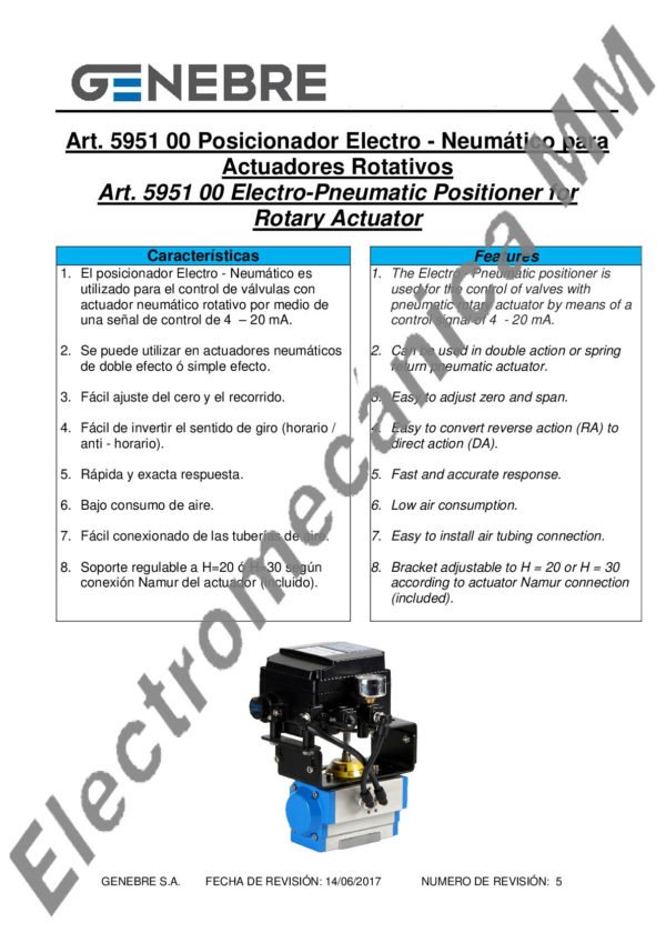 Posicionador Electroneumático – Genebre – Artículo 5951