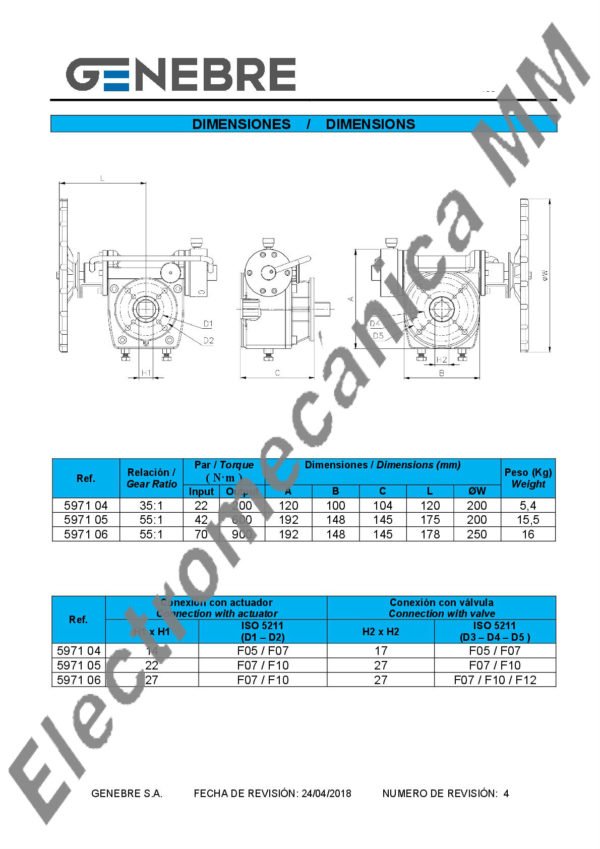 Reductor Manual De Emergencia Par 300 Nm – Genebre – Artículo 5971