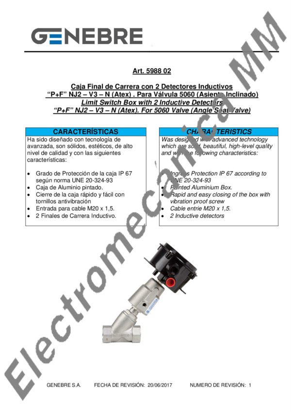 Limit Switch Inductivo NJ2-V3-N – Genebre – Artículo 5988 02
