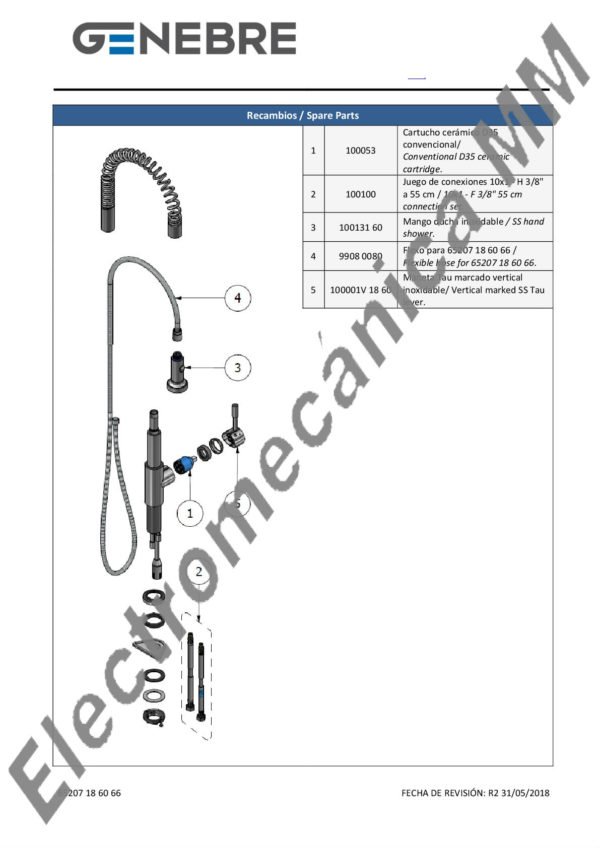 Monocomando Mesada Inox Con Resorte – Genebre – Artículo 65207 18 60 66