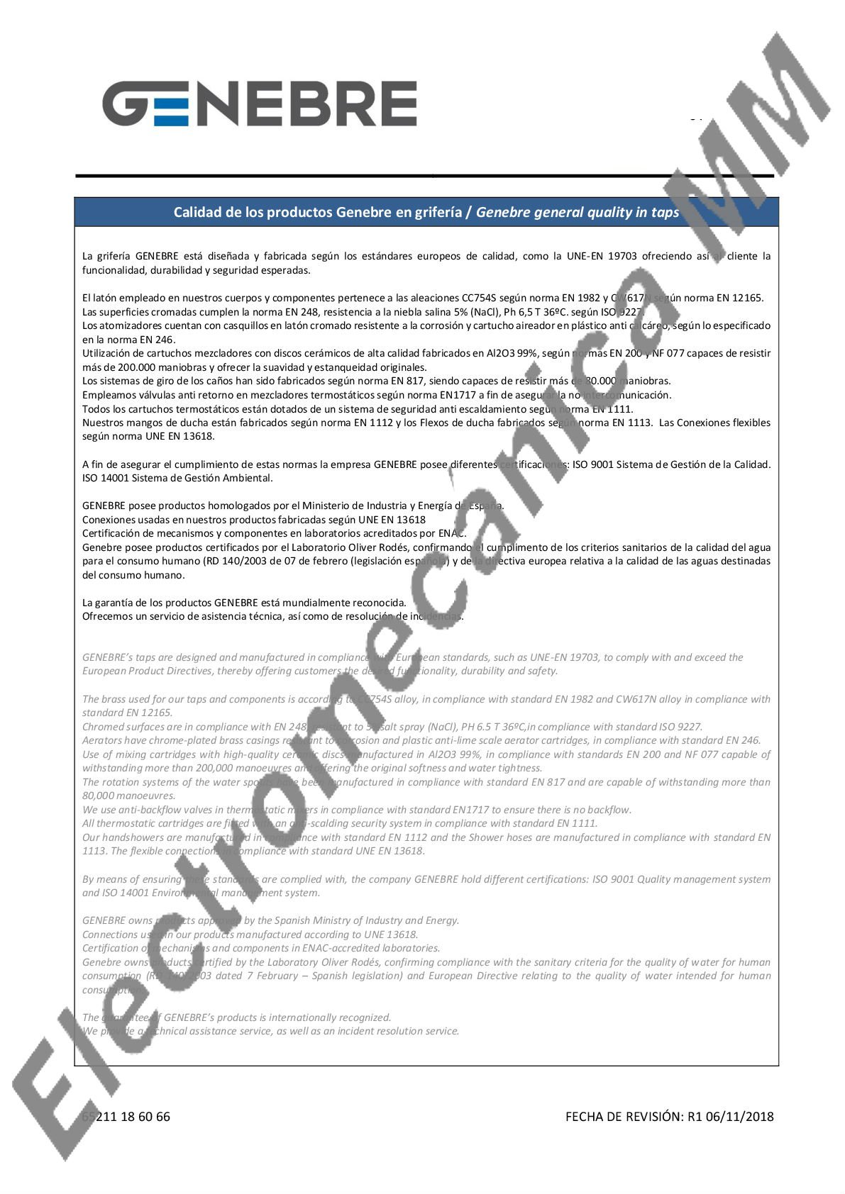 Monocomando Mesada Con Muelle – Genebre – Artículo 65211 18 45 66