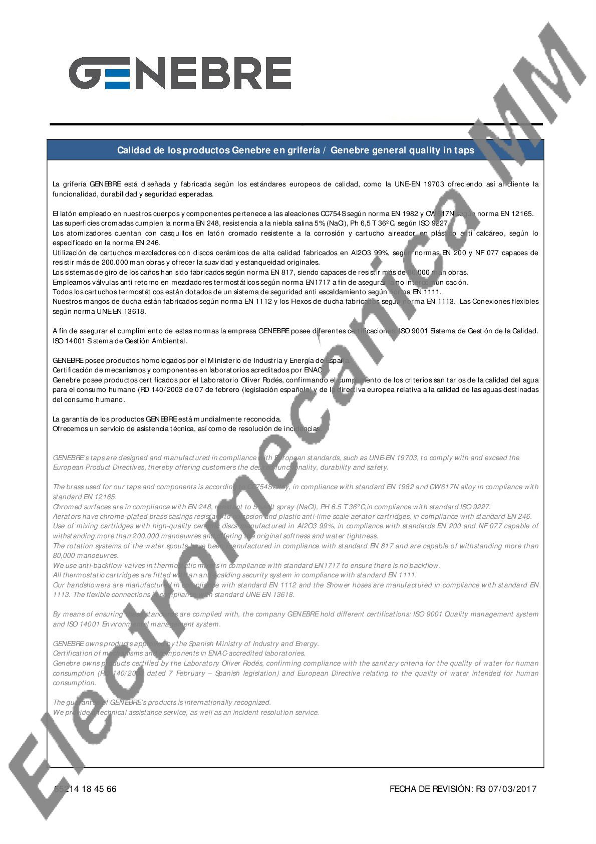 Monocomando Mesada Cartucho 40 – Genebre – Artículo 65214 18 45 66