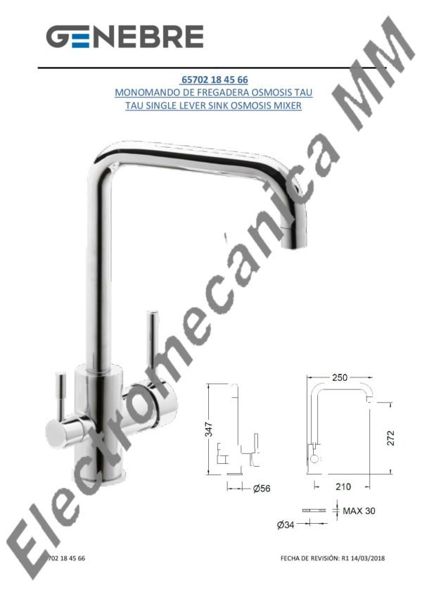 Monocomando Mesada De 3 Vías – Genebre – Artículo 65702 18 45 66