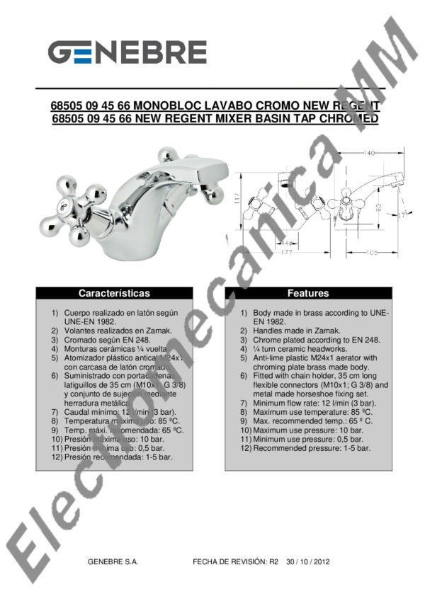 Monoblock Lavatorio – Genebre – Artículo 68505 09 45 66