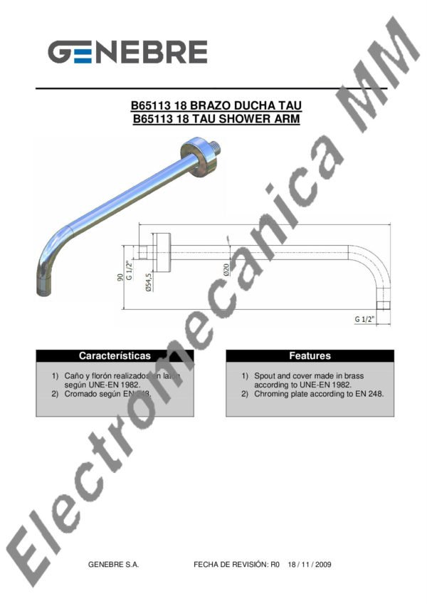 Brazo Tau/Tau2 Ø35cm – Genebre – Artículo B65113 18