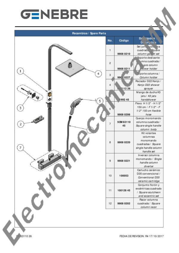 Columna Monocomando Extensible Con Kit – Genebre – Artículo CM63110 26