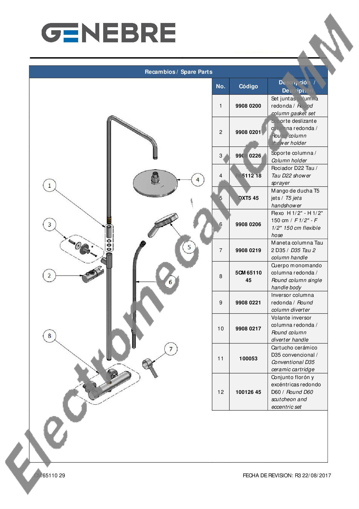 Columna Monocomando Extensible Con KIT – Genebre – Artículo CM65110 29