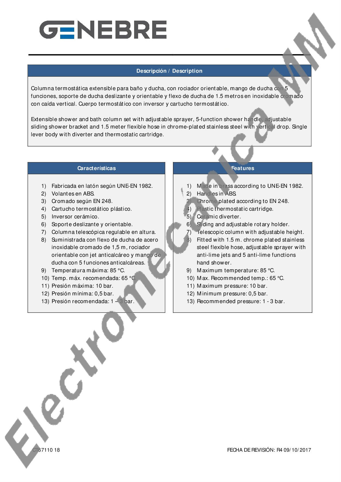 Columna Termostatica Extensible Con Kit – Genebre – Artículo CT67110 18