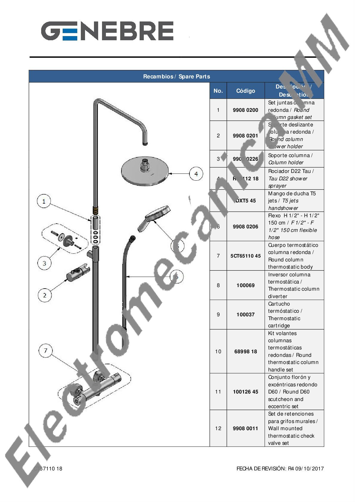 Columna Termostatica Extensible Con Kit – Genebre – Artículo CT67110 18