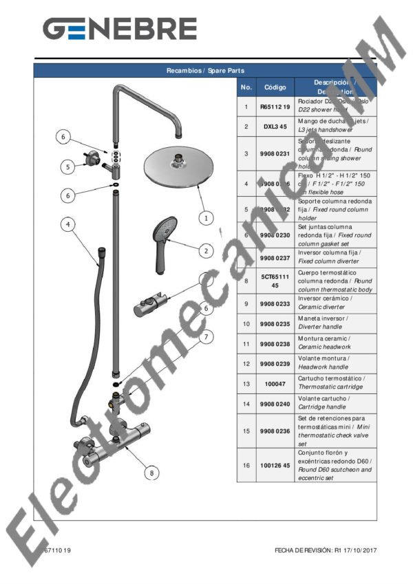 Columna Termostatica Fija – Genebre – Artículo CT67110 19