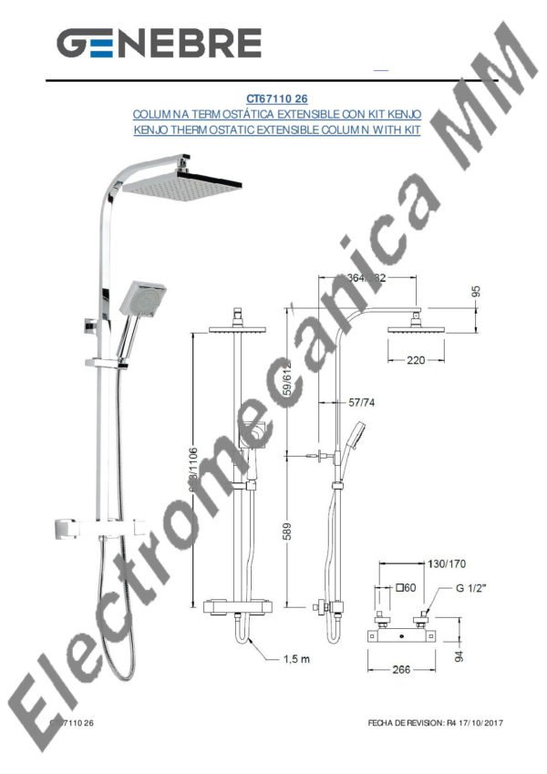 Columna Termostática Extensible Con Kit – Genebre – Artículo CT67110 26