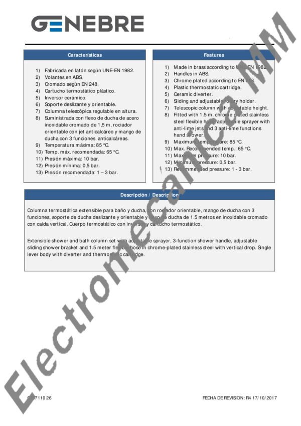 Columna Termostática Extensible Con Kit – Genebre – Artículo CT67110 26