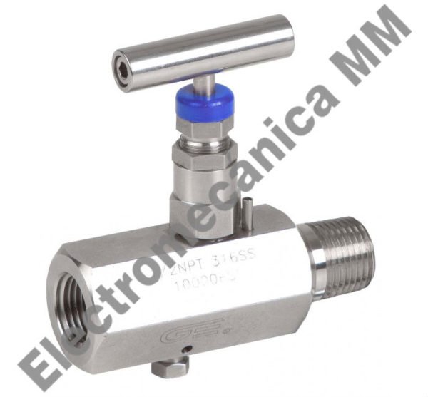Válvula Aguja 6000 PSI Inox NPT M-H C/Purga 1/2″ – Genebre – Artículo 2226N