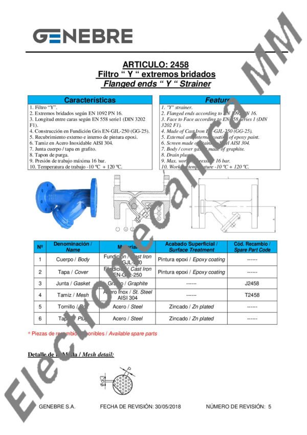 Filtro y Bridas DIN PN-16 4″ – Genebre – Artículo 2458