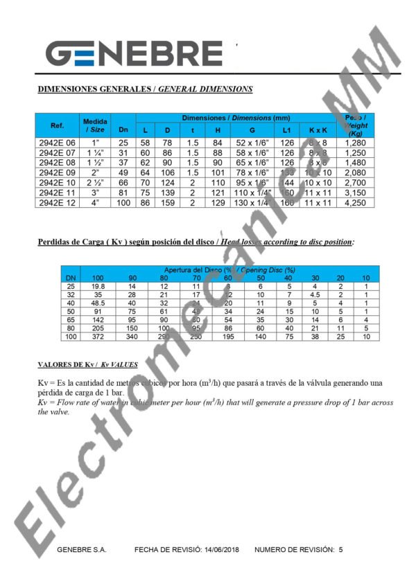 Válvula Mariposa Extremo Roscado / Soldar Inoxidable 1 1/2″ DN 40 – Genebre – Artículo 2942E
