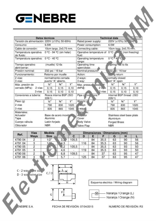 Válvula de Zona Motorizada 3 Vías 3/4″ – Genebre – Artículo 4791