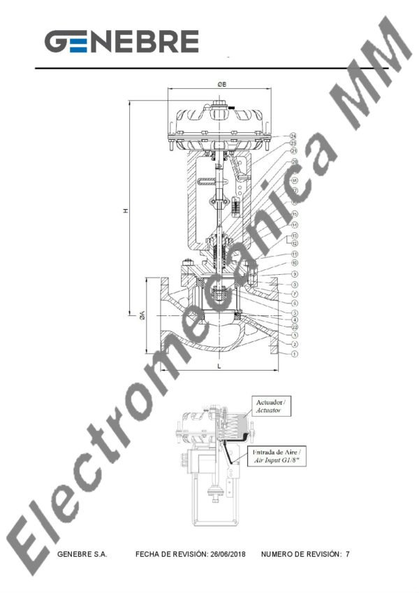 Válvula Neumática 2 Vías Modulante 4″ – Genebre – Artículo 5065A